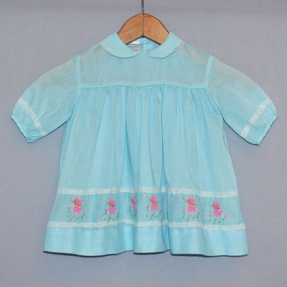 Vintage Toddler Girls Dress Size 2T-3T Retro Mod Kitty Cats & Flowers
